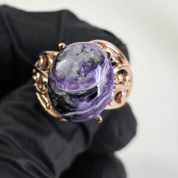Charoite & Mix Gemstone 925 Sterling Silver Plated Lot  Sterling Silver 925 Charoite Gold Ring